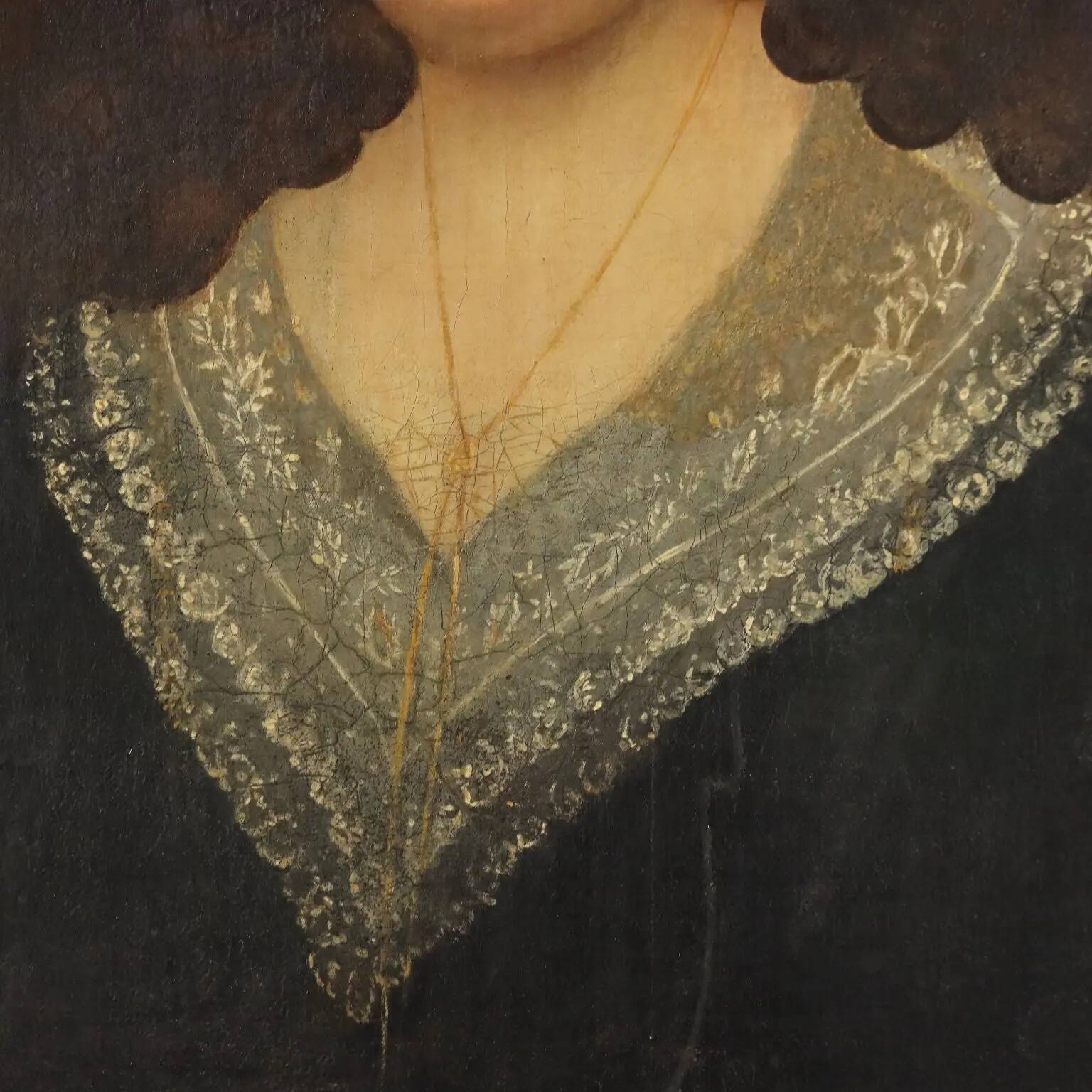 Tableau ancien, portrait d'une jeune femme, huile sur toile '800