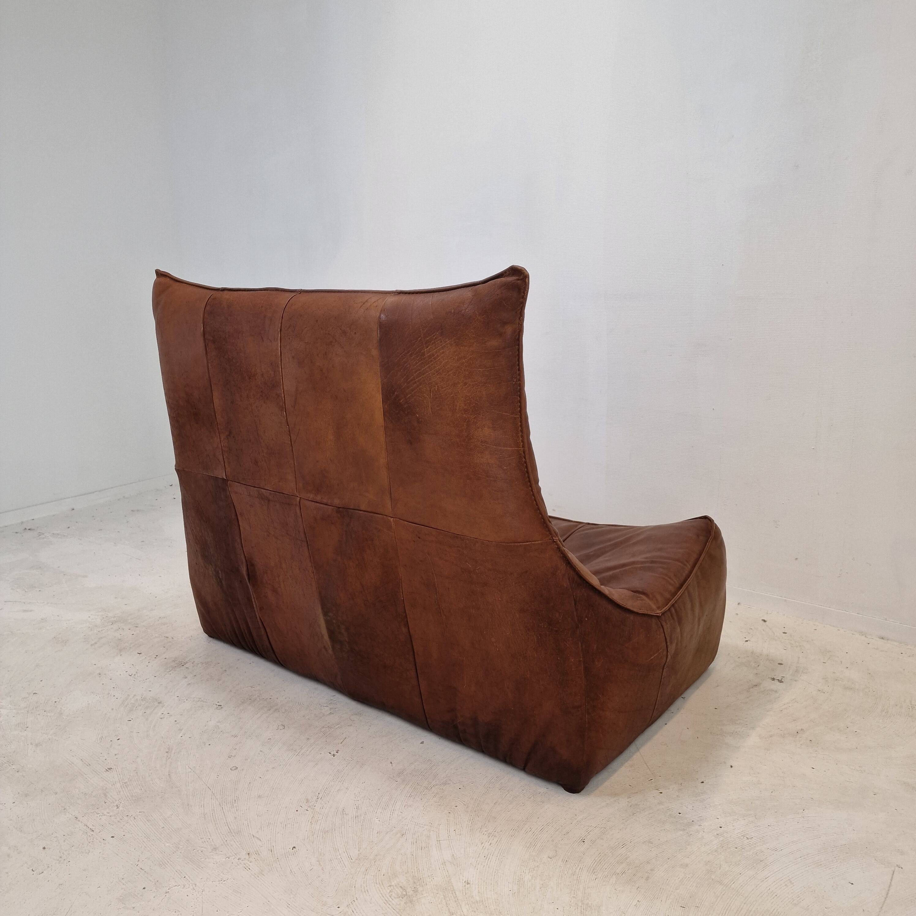 Montis “The Rock” Sofa In Brown Leather By Gerard Van Den Berg, 1970s