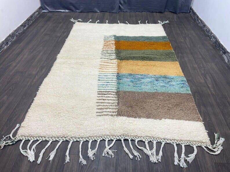 Tapis beni ouraine en laine pure fait main traditionnelle taille 1,4/2,6 m