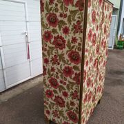 Armoire - penderie - Ancienne - Bois - Tissu Floral - Artisanal