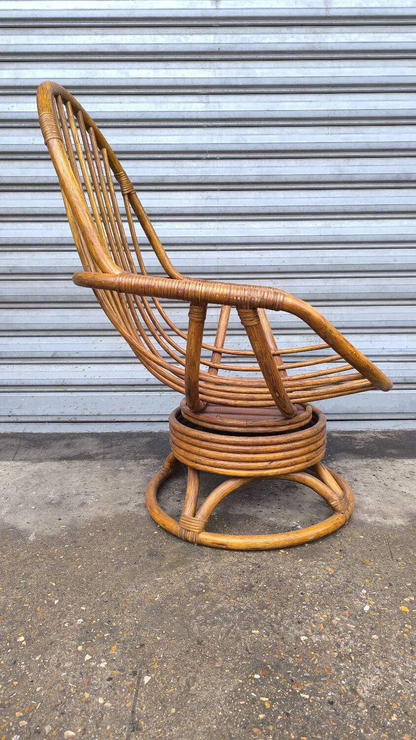 60s Swivel Rattan Armchair
