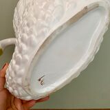 Vintage swan pot cover in white and gold ceramic