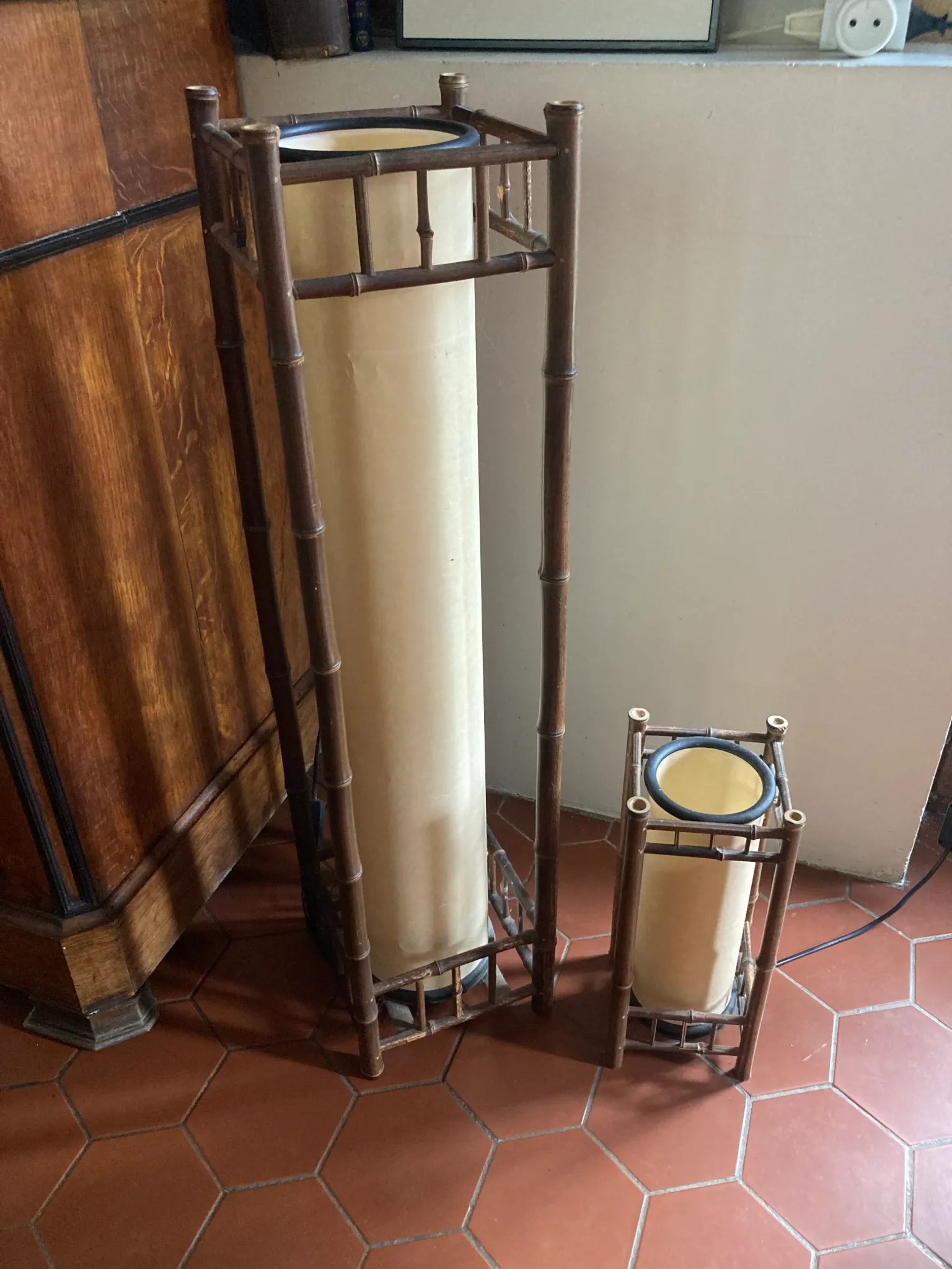 Vintage lamps in bamboo and paper