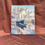 Signed painting Oil on canvas “Ville Honfleur, Normandy” dimensions: height -50cm- Width -40cm-