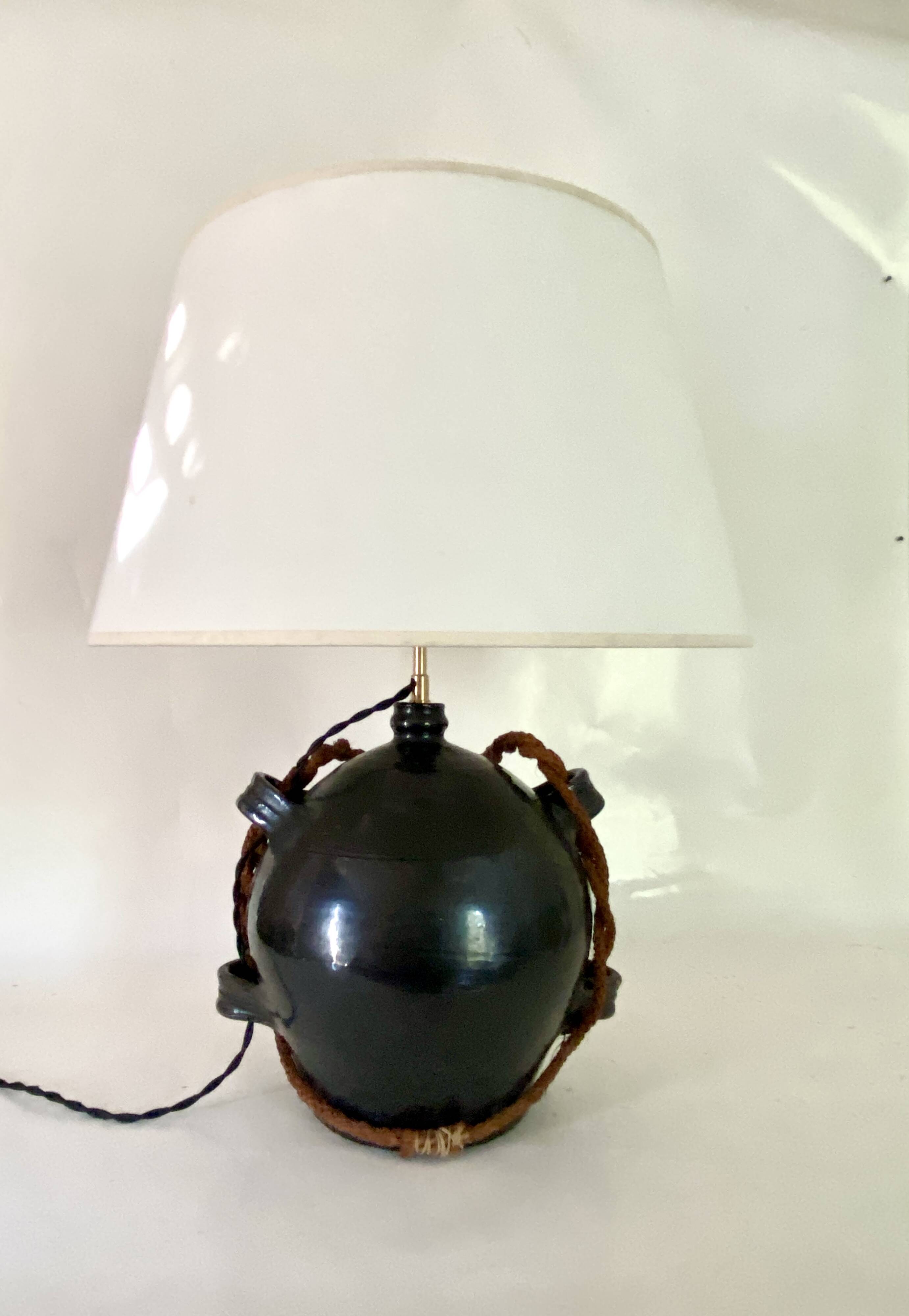 Ceramic lamp, 2M fabric cable, cotton lampshade