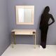 Postmodern pale pink formica and brass console with wall mirror, italy