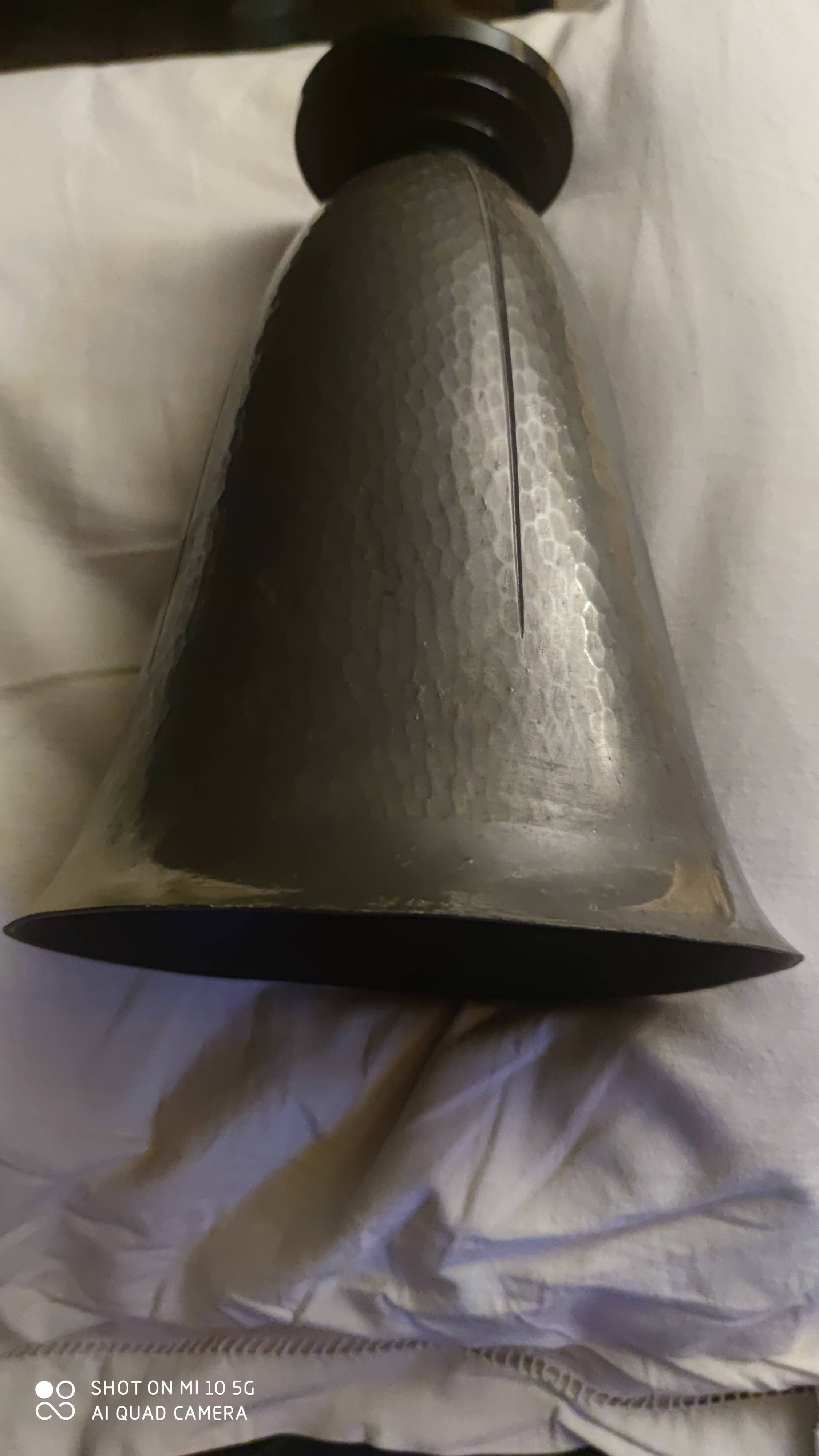 Hammered pewter vase, 1930, by Pierre Amédée Plasait