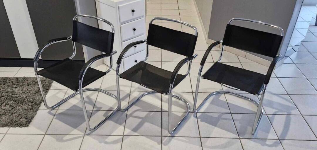 Set of 3 Cantilever armchairs, 1970s