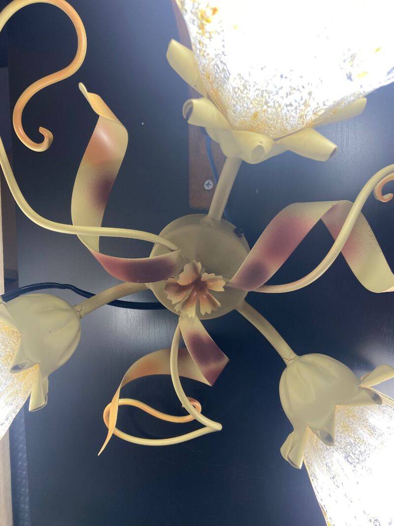 Antique wall light fixture ceiling lamp florentine bouquet floral design 1970