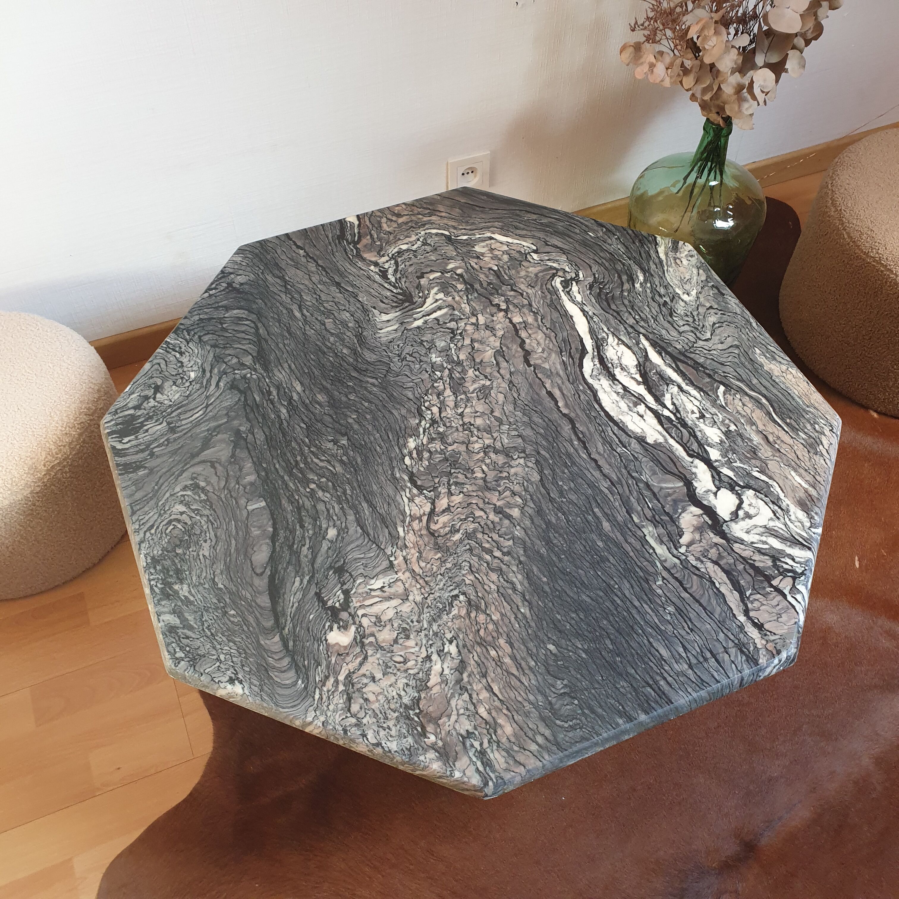 Vintage marble coffee table Rochebobois 70s