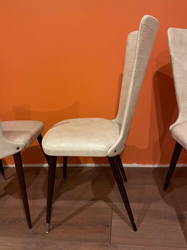 Série 6 chaises vintage blanche simili année 50/60