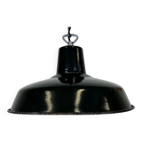 Lampe d’usine industrielle française en émail vert foncé, années 1960