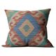 Turquoise Blue Geometric Cushion Cover, Vintage Wool Kilim Pillow Home Decor