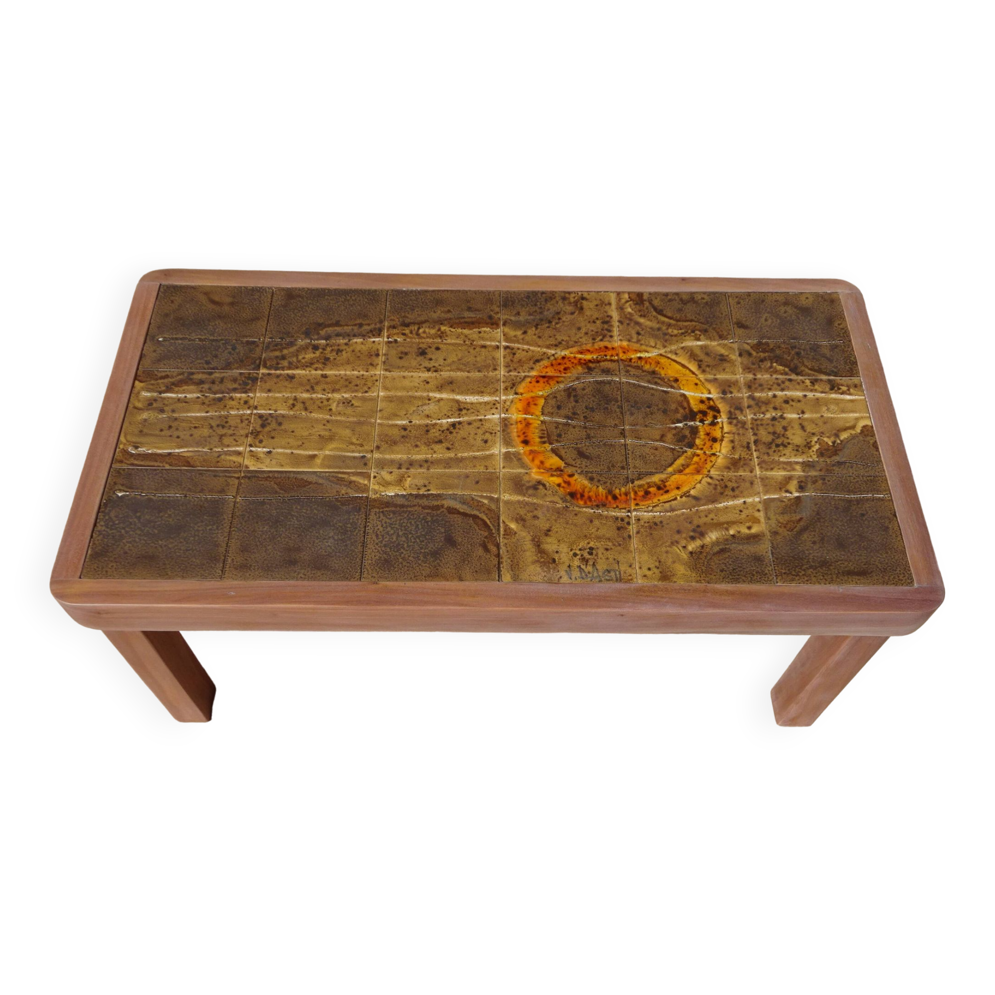 Vintage coffee table, Vallauris ceramics, signed J.d'Asti