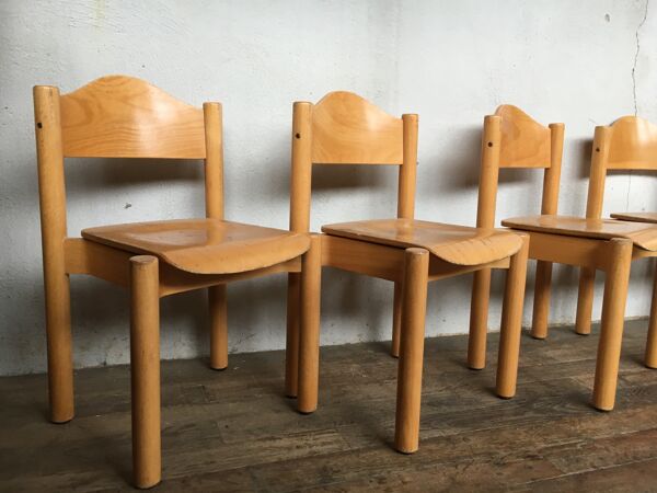 8 chaises enfant vintage rétro années 60 mobilier en bois