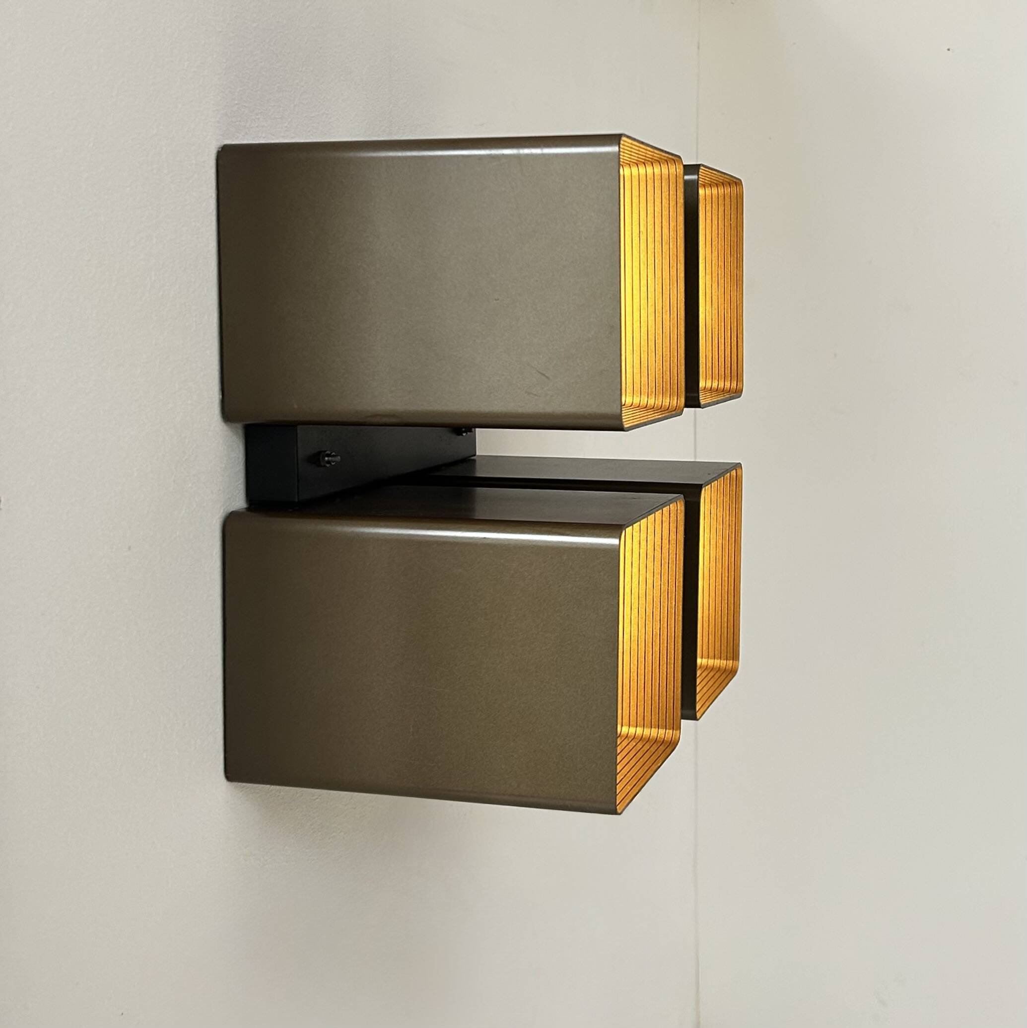 Vintage RAAK wall light, P1445, metal and brown ABS, Netherlands, 1970