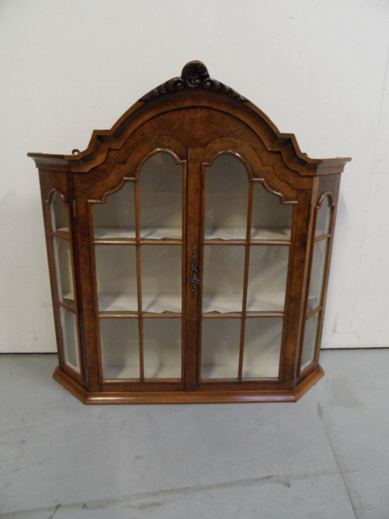 Vintage Dutch walnut hanging china cabinet