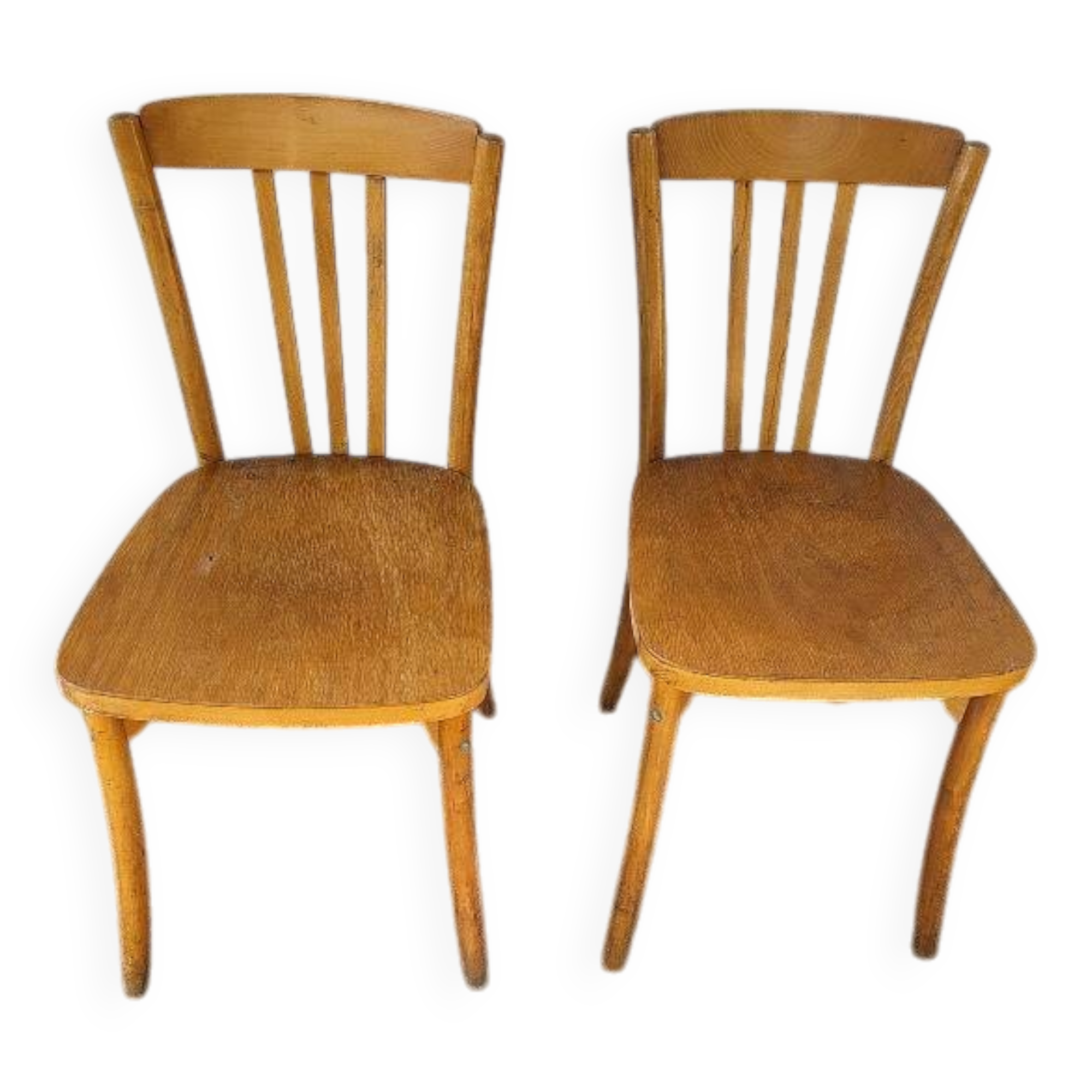 Pair of monobloc bistro chairs