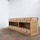Old glass-fronted pine trade counter - early 20th century