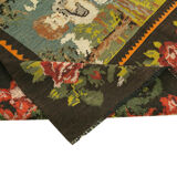 Hand-knotted vintage rose black kilim 192 cm x 240 cm - 23428