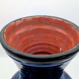 Large Baluster Vase in Safi Ceramic - Blue Black Geometric Design - Morocco