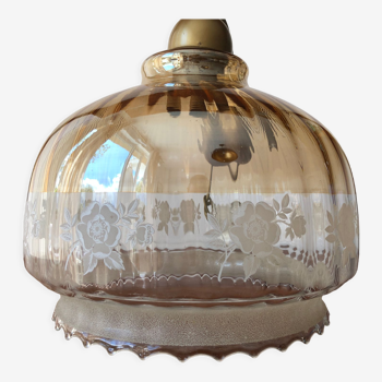 Vintage pendant lamp in iridescent glass