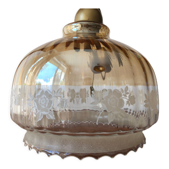 Suspension vintage en verre irisé