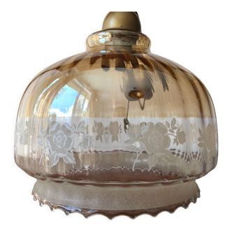 Vintage pendant lamp in iridescent glass