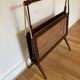 Foldable magazine holder in mahogany cannage and brass