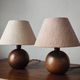 Pair of solid wood ball lamps 1980
