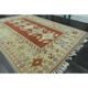 1970s Vintage Turkish Oushak Handmade  Red Yellow Area Rug 152x223