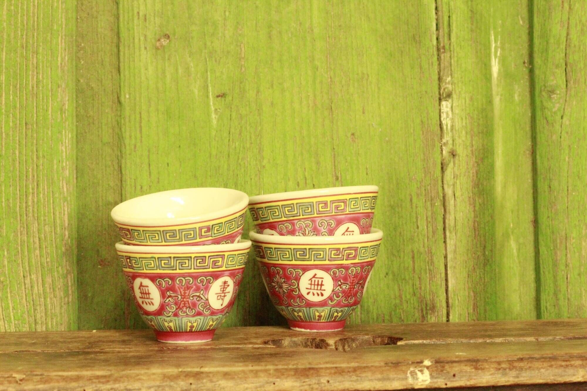 Théière chinoise mu shou rose et ses tasses