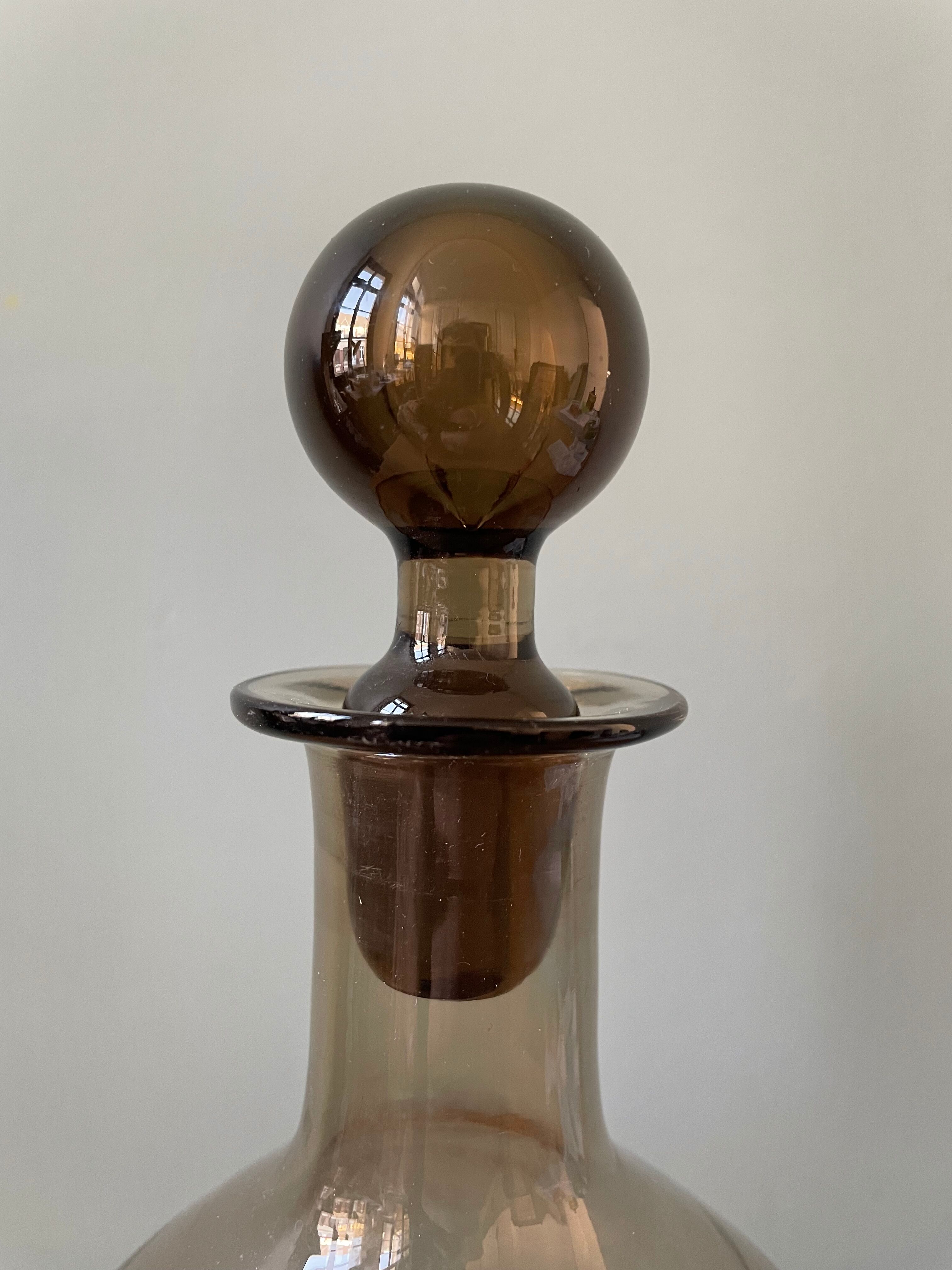 Old smoked glass liquor decanter