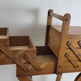 Worker on wooden feet