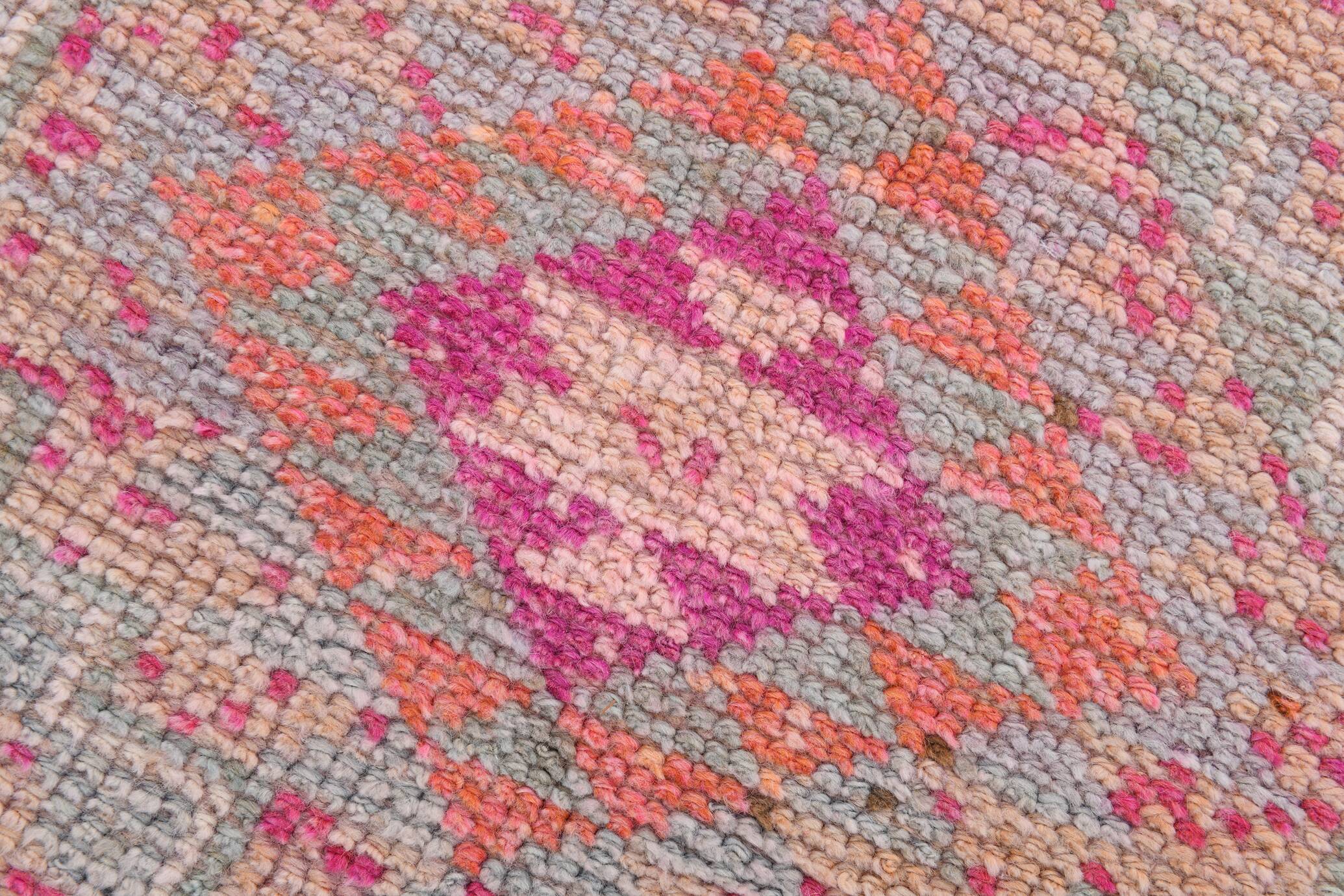 Soft Pink Oriental Turkish Runner Rug, 75x357Cm