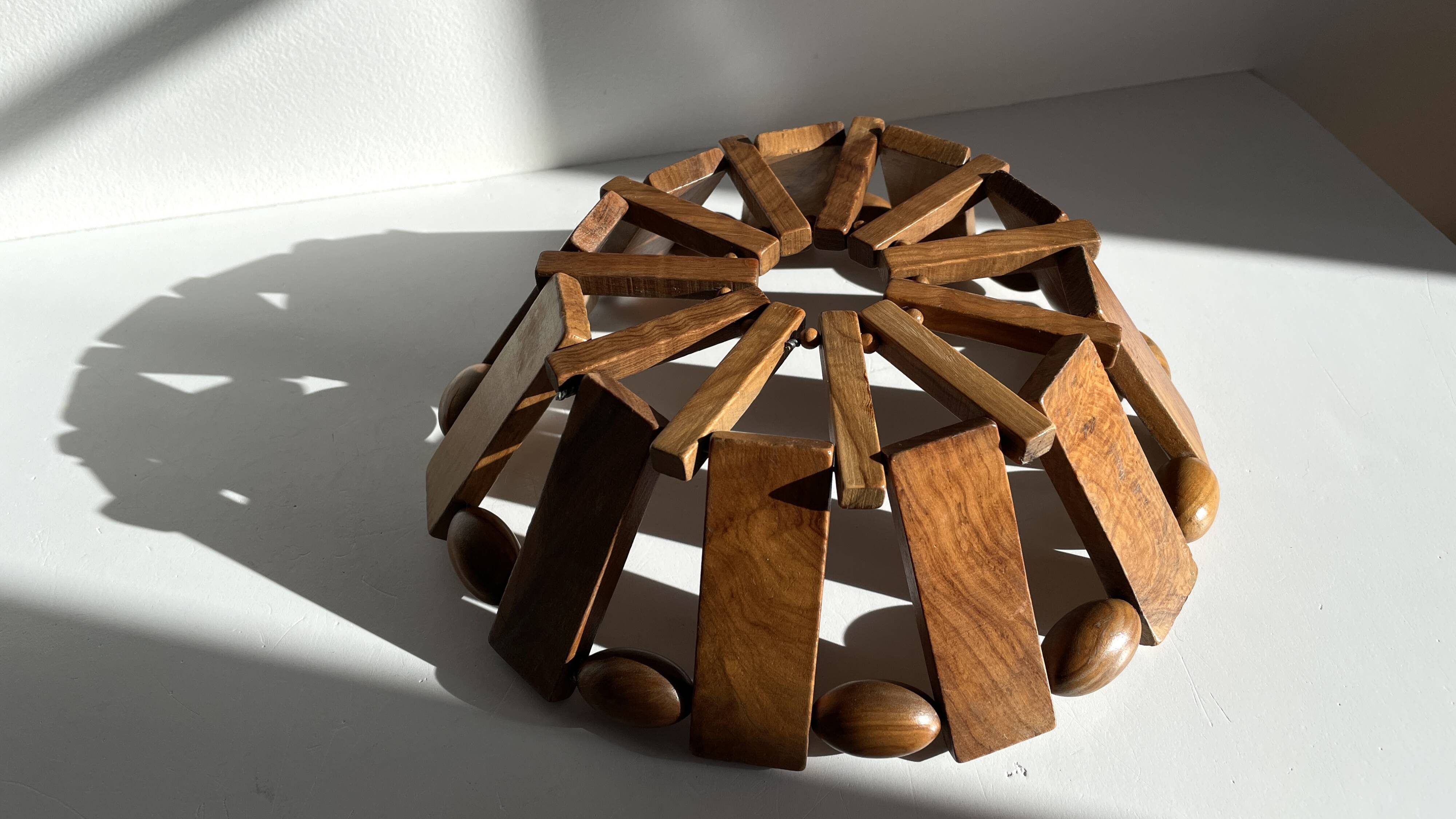 Vintage turned wooden table basket