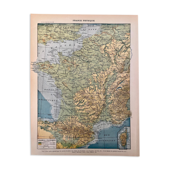 Ancienne carte de France géologique et physique de 1897