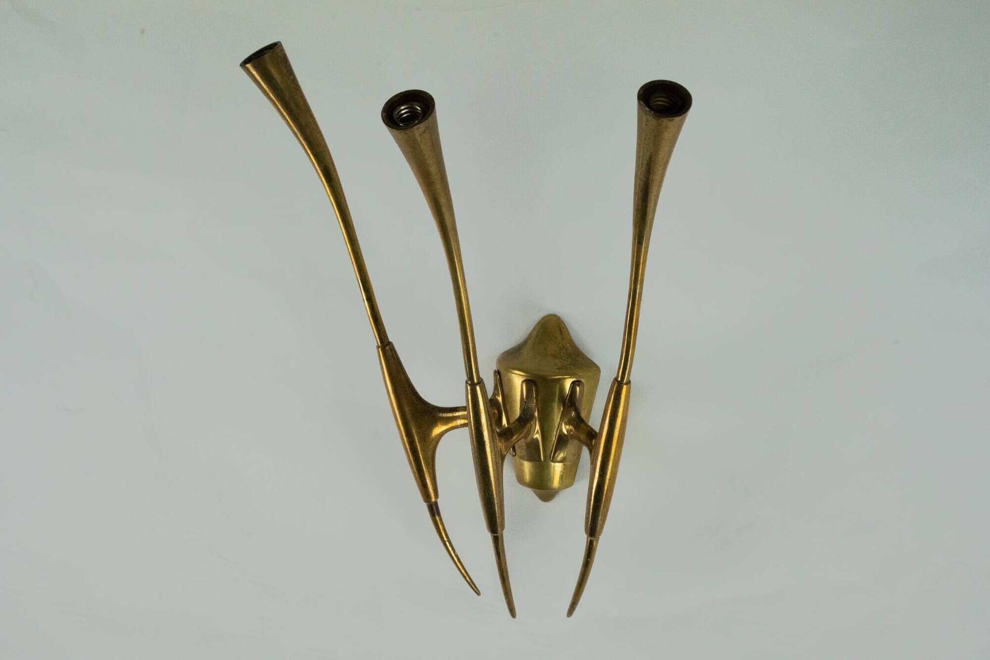 Single Brass Wall Sconce by Oscar Torlasco for Lumi Milano, Italy 1950s