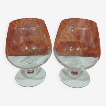 Pair of two large tasting cognac glasses