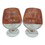 Pair of two large tasting cognac glasses