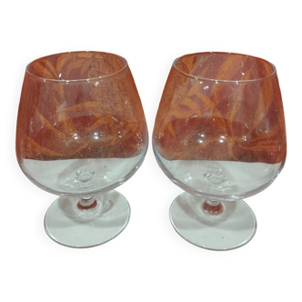 Pair of two large tasting cognac glasses