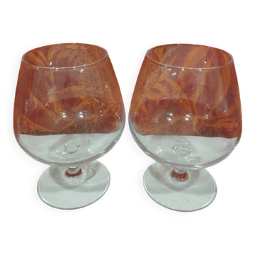 Pair of two large tasting cognac glasses