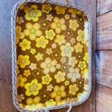 Vintage woven rattan tray