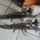Pair of steel and glass torchieres circa 1950