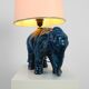 Hollywood Regency blue elephant ceramic table lamp, Belgium 1970s