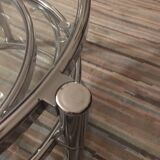 Round coffee table in glass and chrome 4 removable trays