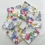 6 serviettes de table à fleurs en coton vintage