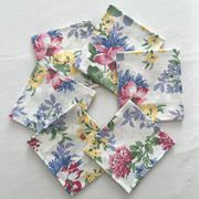6 serviettes de table à fleurs en coton vintage