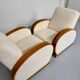 2 antique Art Deco club chairs from the 1930s, bentwood frame, bouclé fabric