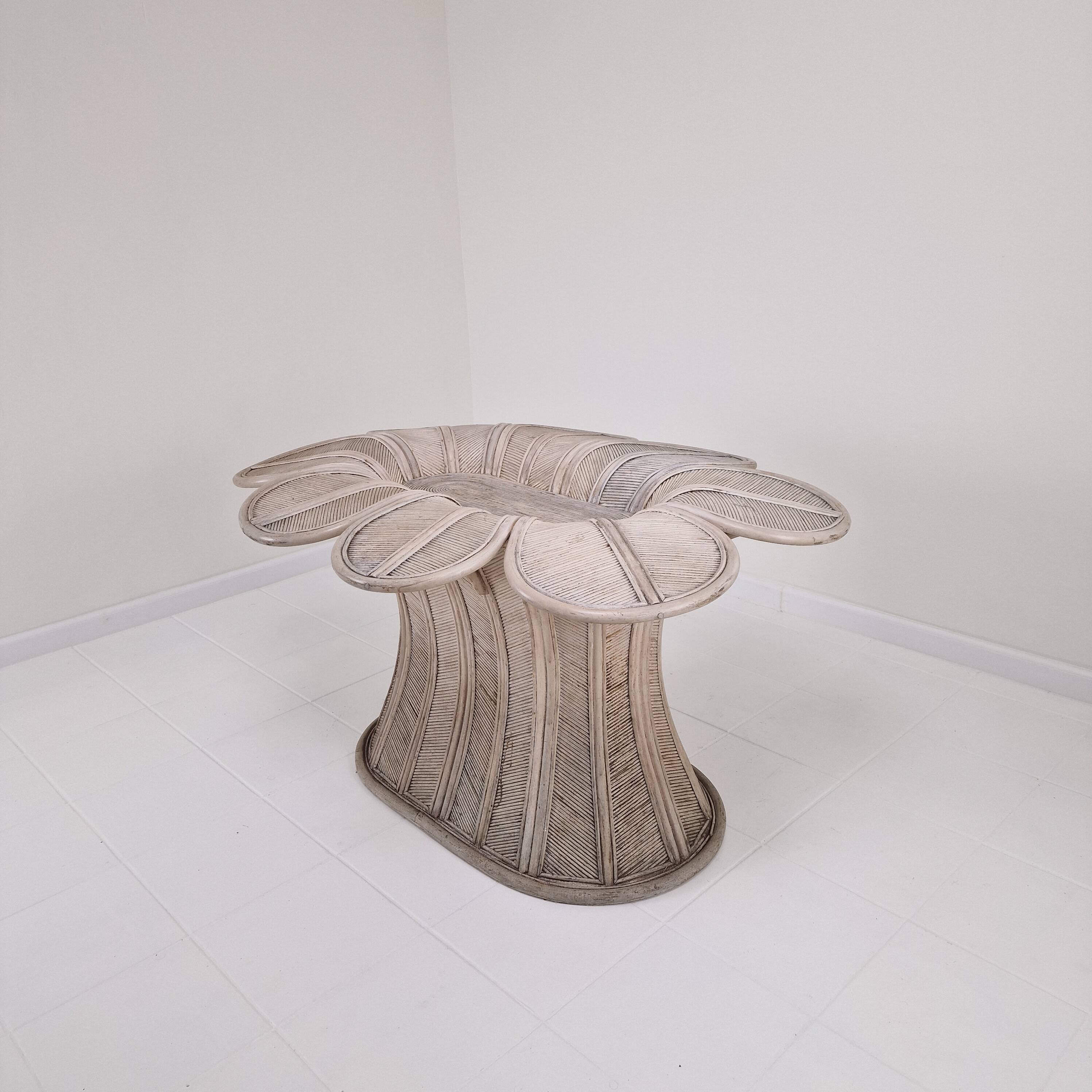 Vintage Oval Bamboo and Rattan Dining Table Base, France 1980's